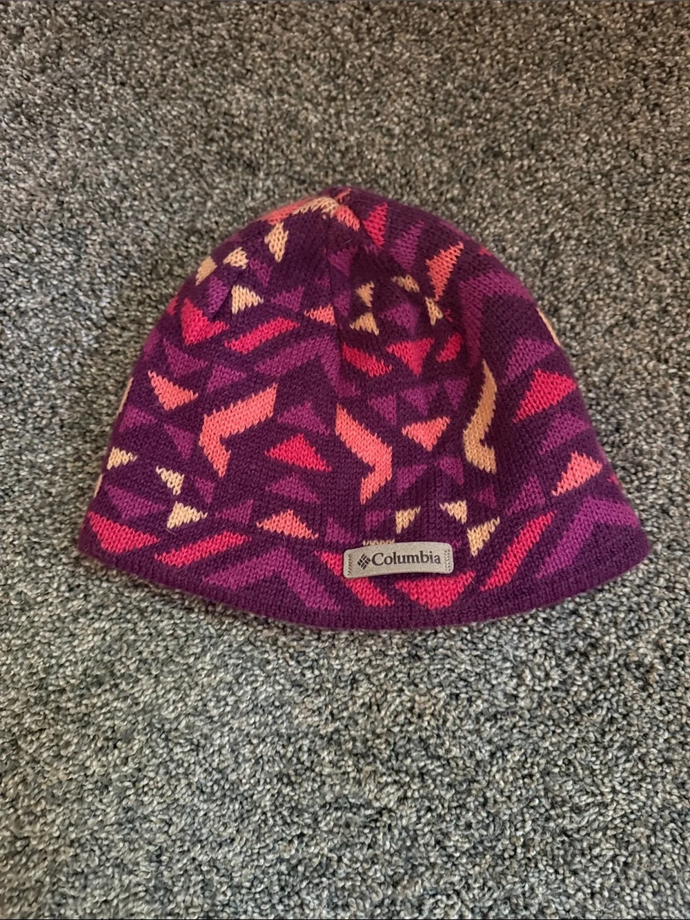 Columbia Kids Purple Beanie with Pink and Cream Accents